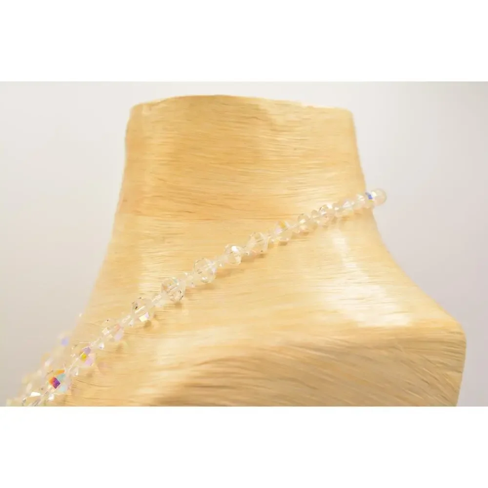 Laguna Vintage Crystal Necklace AB Aurora Borealis Beaded Sparkling Signed BinM